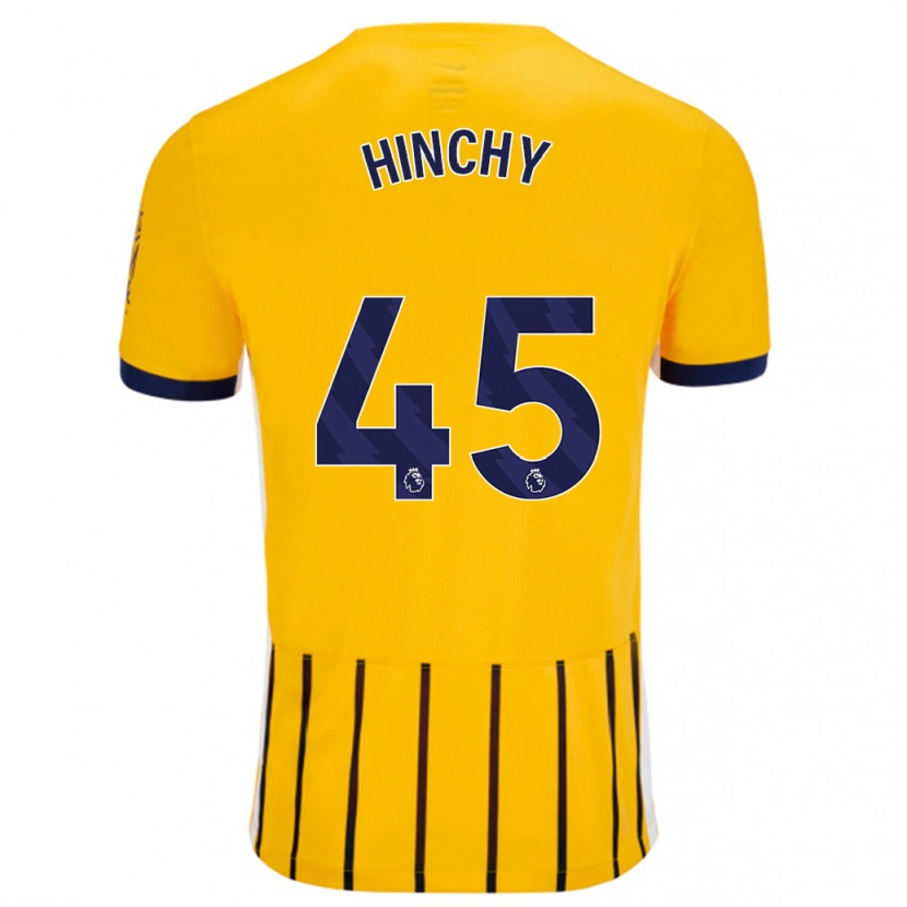 Danxen Hombre Camiseta Jack Hinchy #45 Dorado Azul Rayas 2ª Equipación 2024/25 La Camisa México