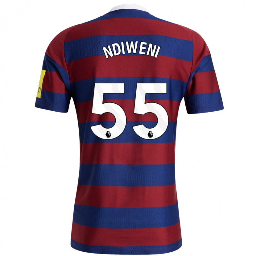 Danxen Hombre Camiseta Michael Ndiweni #55 Burdeos Azul Marino 2ª Equipación 2024/25 La Camisa México