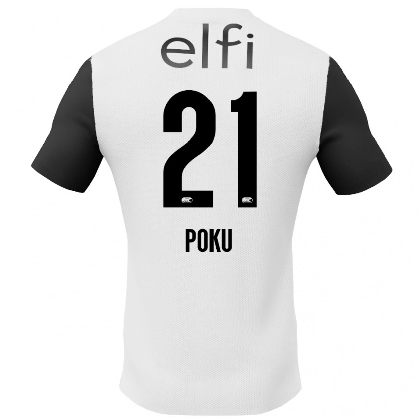 Danxen Hombre Camiseta Ernest Poku #21 Blanco Negro 2ª Equipación 2024/25 La Camisa México