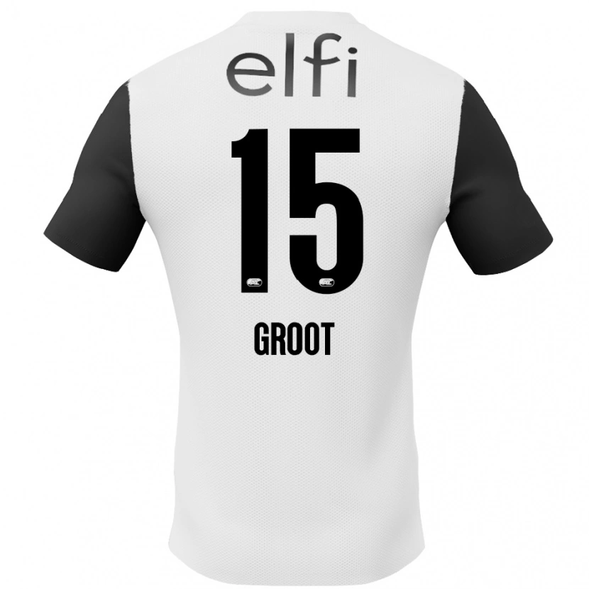 Danxen Hombre Camiseta Pleun Groot #15 Blanco Negro 2ª Equipación 2024/25 La Camisa México