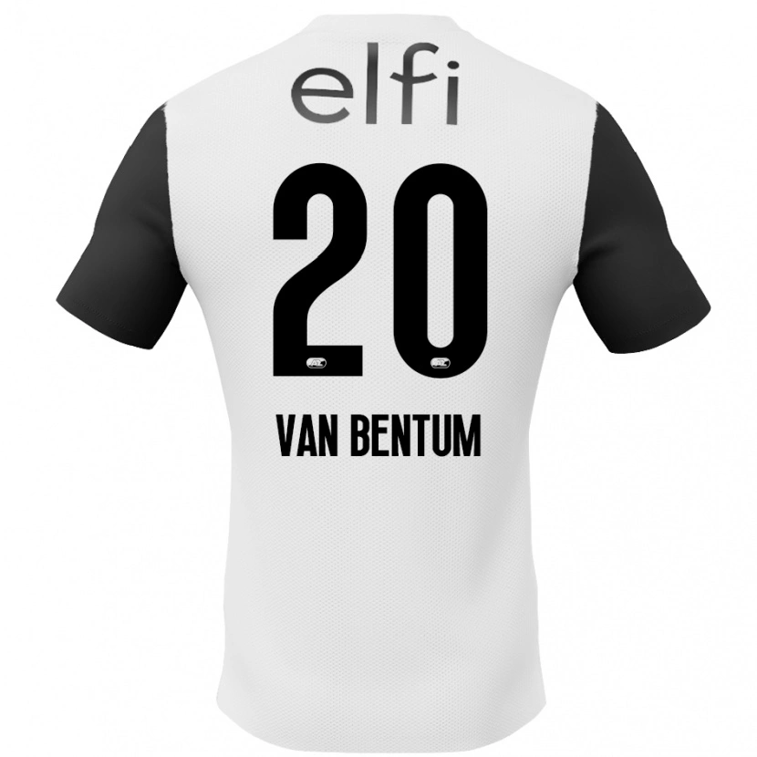 Danxen Hombre Camiseta Mirte Van Bentum #20 Blanco Negro 2ª Equipación 2024/25 La Camisa México