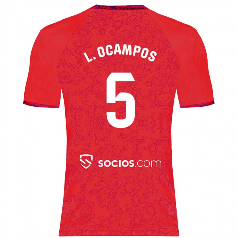Danxen Hombre Camiseta Lucas Ocampos #5 Rojo 2ª Equipación 2024/25 La Camisa México