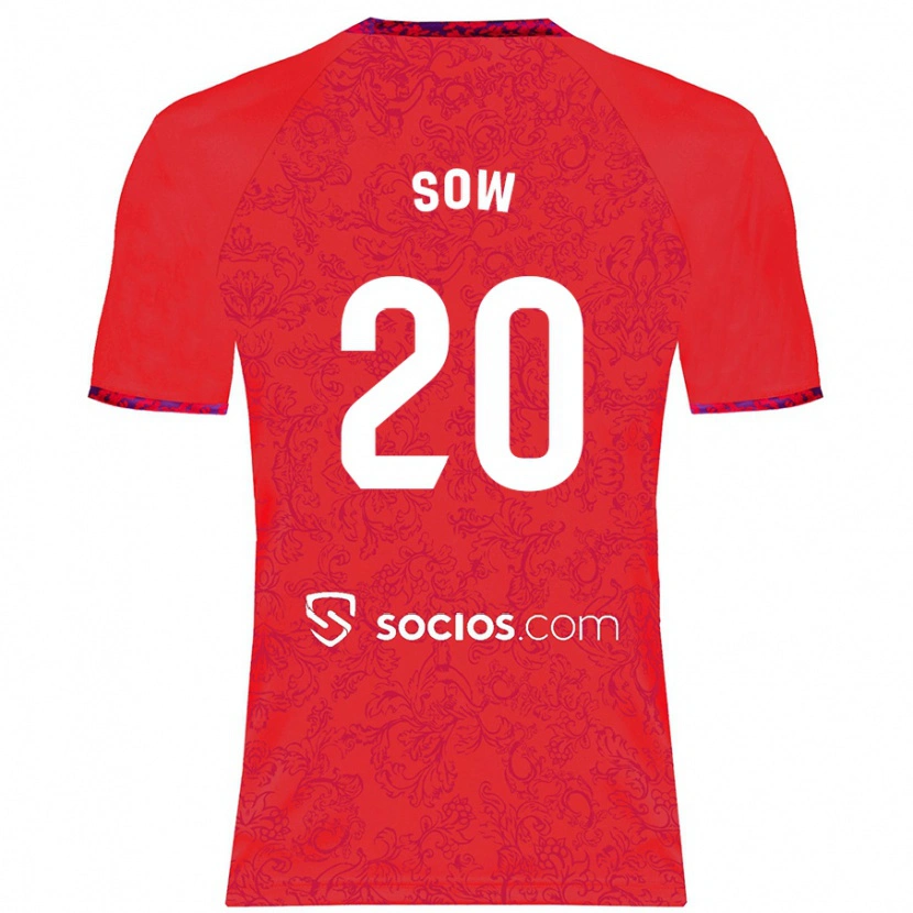 Danxen Hombre Camiseta Djibril Sow #20 Rojo 2ª Equipación 2024/25 La Camisa México