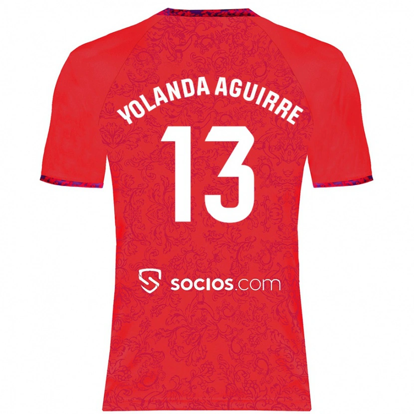 Danxen Hombre Camiseta Yolanda Aguirre Gutiérrez #13 Rojo 2ª Equipación 2024/25 La Camisa México