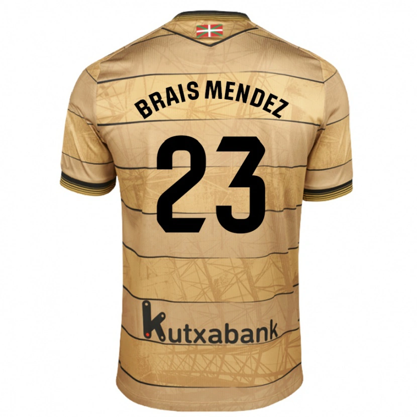 Danxen Hombre Camiseta Brais Méndez #23 Marrón 2ª Equipación 2024/25 La Camisa México