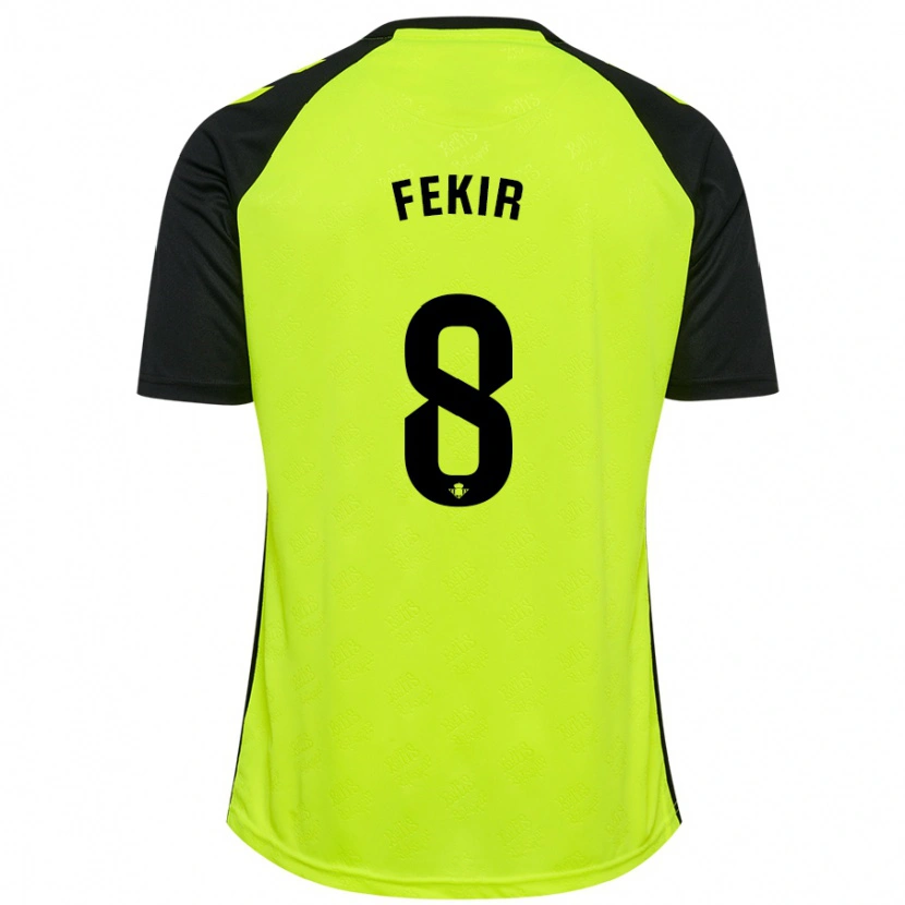 Danxen Hombre Camiseta Nabil Fekir #8 Amarillo Fluorescente Negro 2ª Equipación 2024/25 La Camisa México