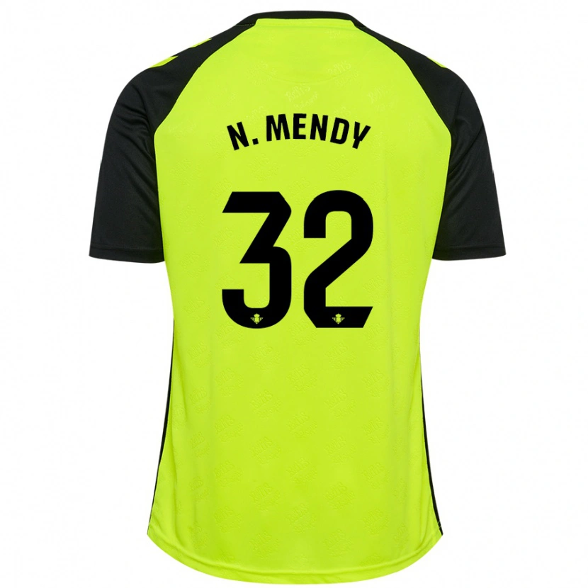 Danxen Hombre Camiseta Nobel Mendy #32 Amarillo Fluorescente Negro 2ª Equipación 2024/25 La Camisa México
