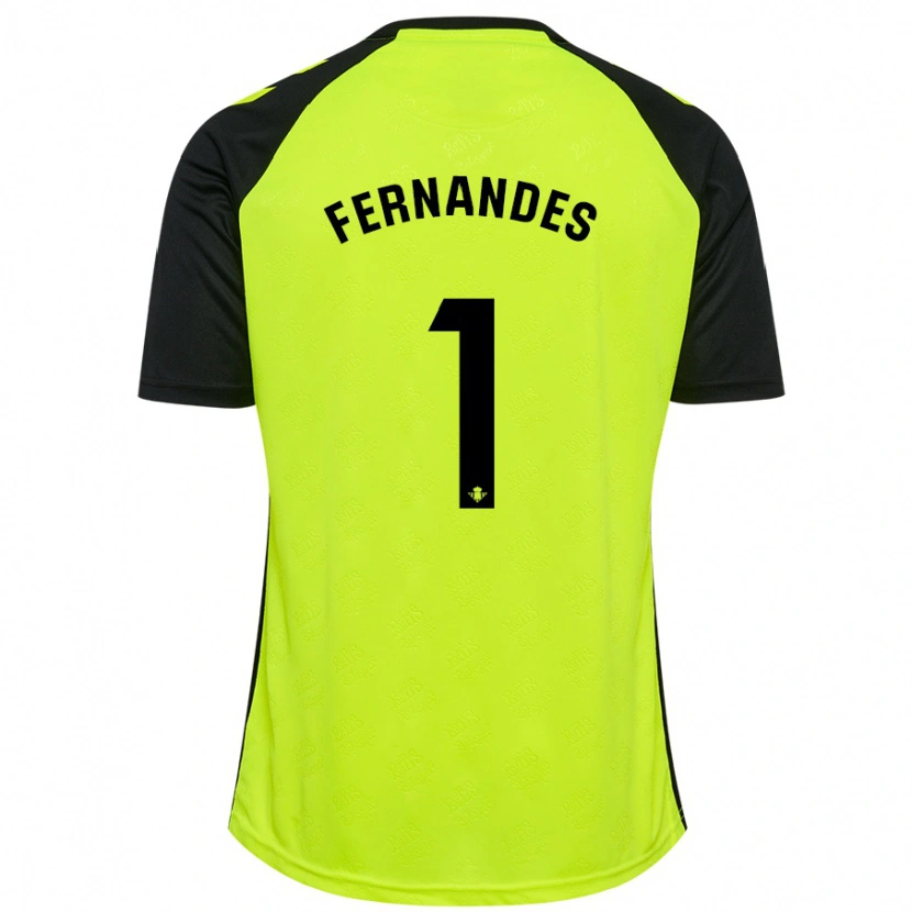 Danxen Hombre Camiseta Guilherme Fernandes #1 Amarillo Fluorescente Negro 2ª Equipación 2024/25 La Camisa México