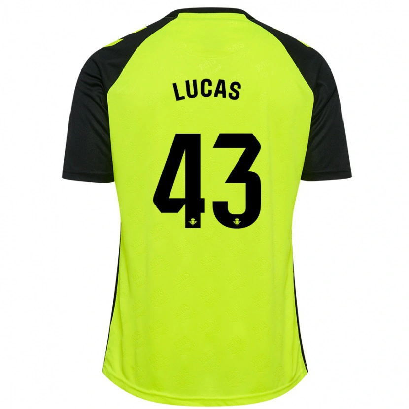 Danxen Hombre Camiseta Lucas Alcázar #43 Amarillo Fluorescente Negro 2ª Equipación 2024/25 La Camisa México