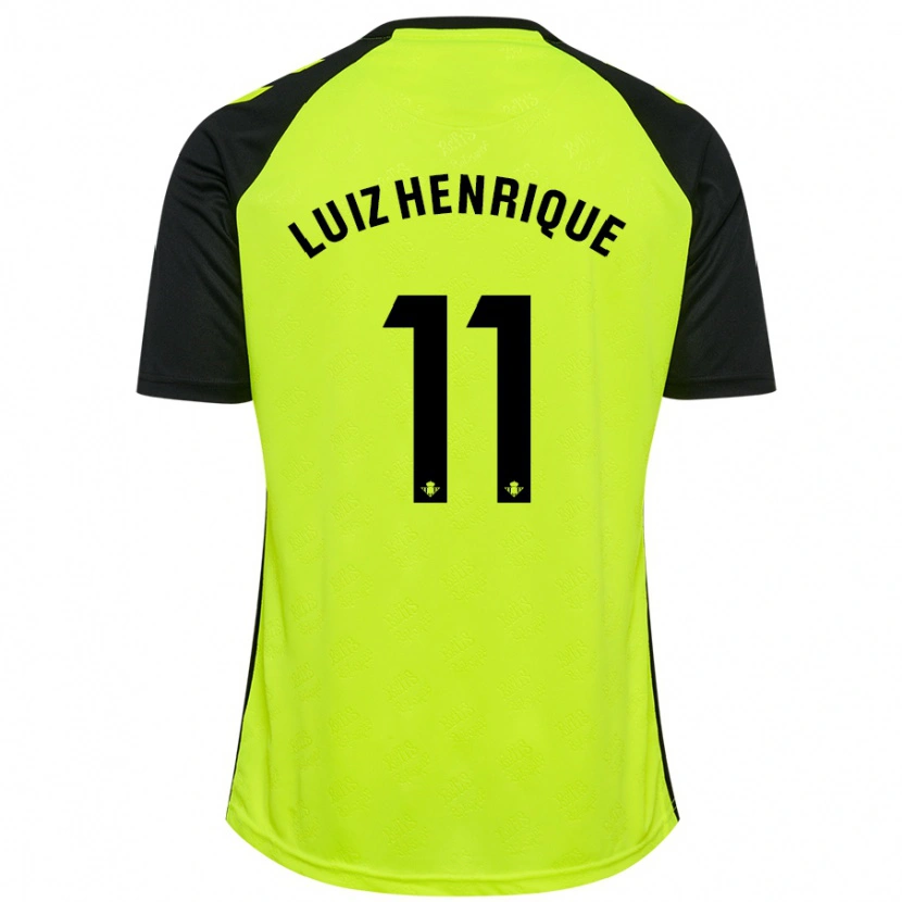 Danxen Hombre Camiseta Luiz Henrique #11 Amarillo Fluorescente Negro 2ª Equipación 2024/25 La Camisa México