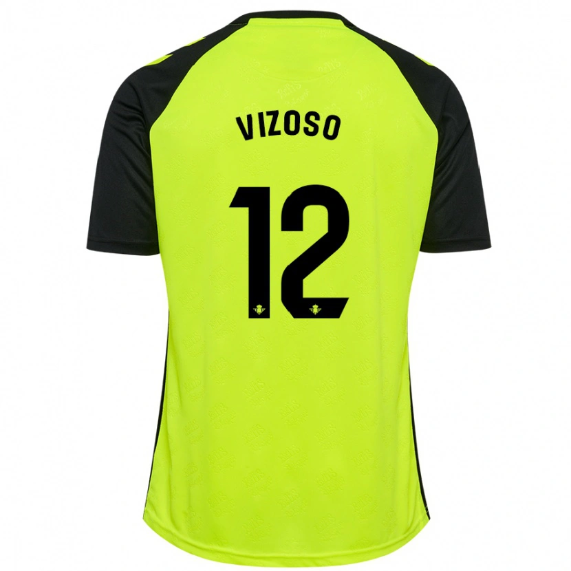 Danxen Hombre Camiseta Paula Vizoso Prieto #12 Amarillo Fluorescente Negro 2ª Equipación 2024/25 La Camisa México