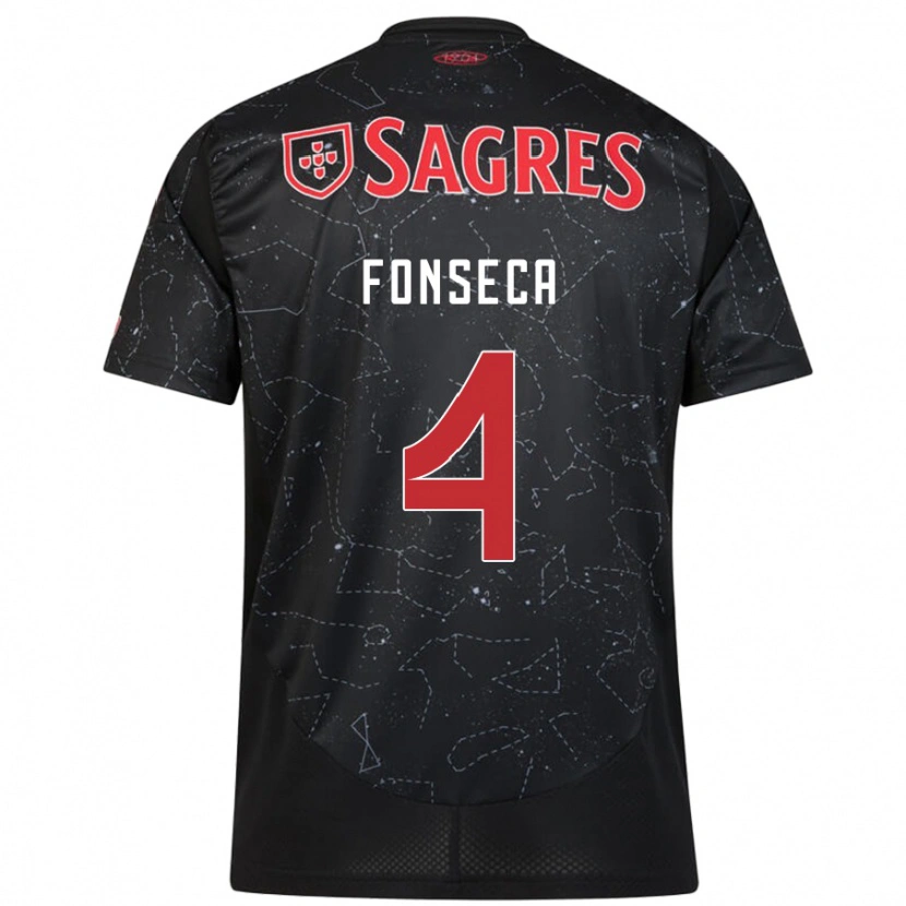 Danxen Hombre Camiseta João Fonseca #4 Negro Rojo 2ª Equipación 2024/25 La Camisa México