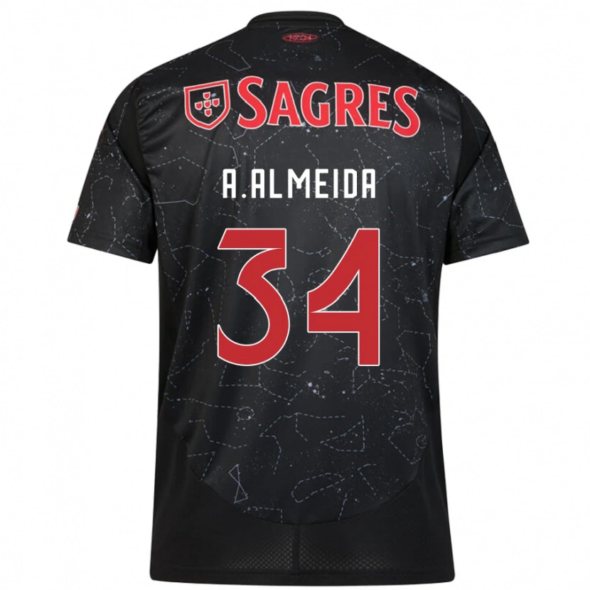 Danxen Hombre Camiseta Andre Almeida #34 Negro Rojo 2ª Equipación 2024/25 La Camisa México