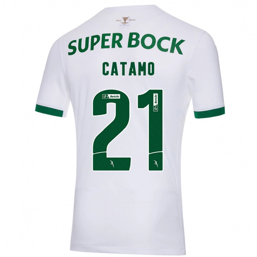 Danxen Hombre Camiseta Geny Catamo #21 Blanco Verde 2ª Equipación 2024/25 La Camisa México