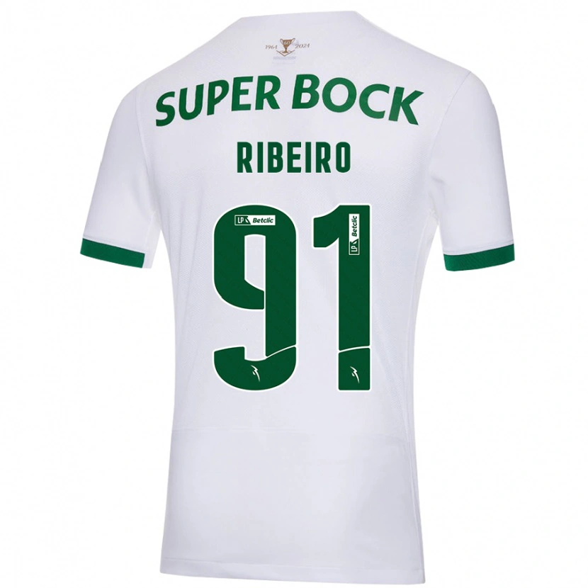 Danxen Hombre Camiseta Rodrigo Ribeiro #91 Blanco Verde 2ª Equipación 2024/25 La Camisa México