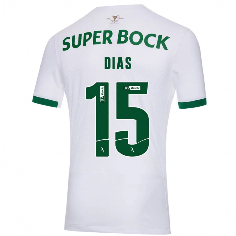 Danxen Hombre Camiseta Rodrigo Dias #15 Blanco Verde 2ª Equipación 2024/25 La Camisa México