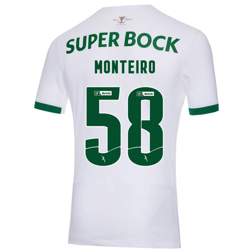 Danxen Hombre Camiseta David Monteiro #58 Blanco Verde 2ª Equipación 2024/25 La Camisa México