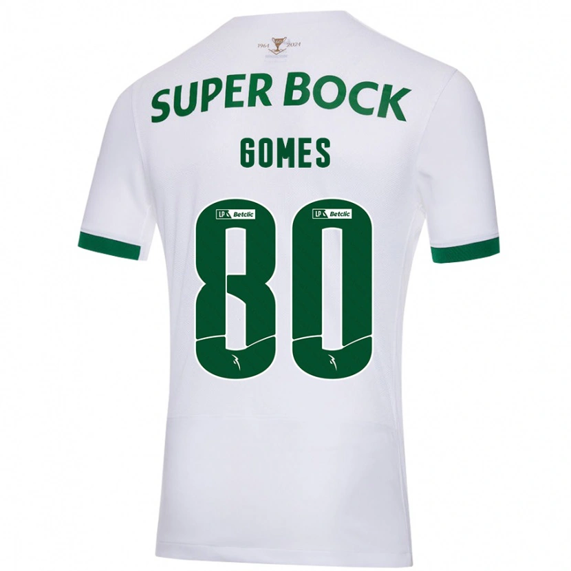 Danxen Hombre Camiseta Luís Gomes #80 Blanco Verde 2ª Equipación 2024/25 La Camisa México