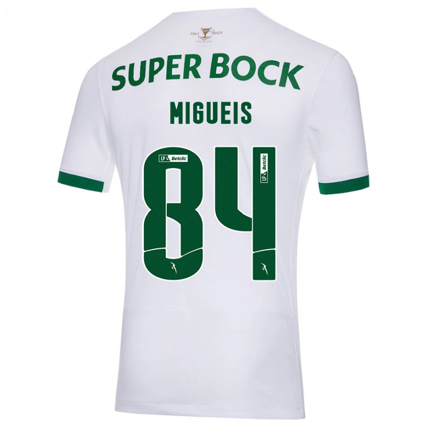 Danxen Hombre Camiseta Pedro Miguéis #84 Blanco Verde 2ª Equipación 2024/25 La Camisa México