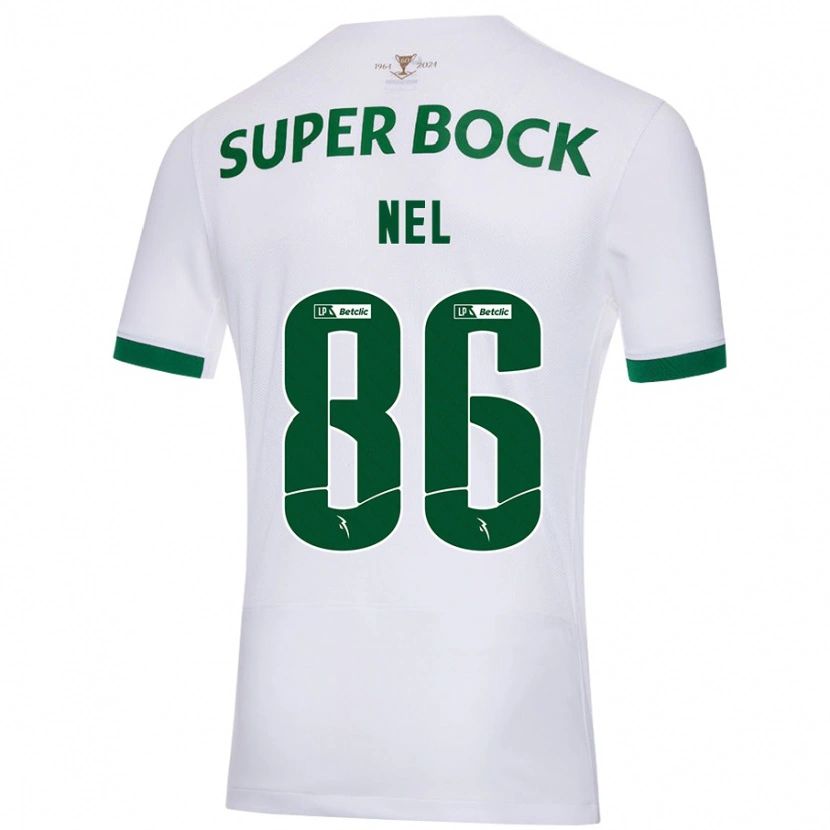 Danxen Hombre Camiseta Rafael Nel #86 Blanco Verde 2ª Equipación 2024/25 La Camisa México