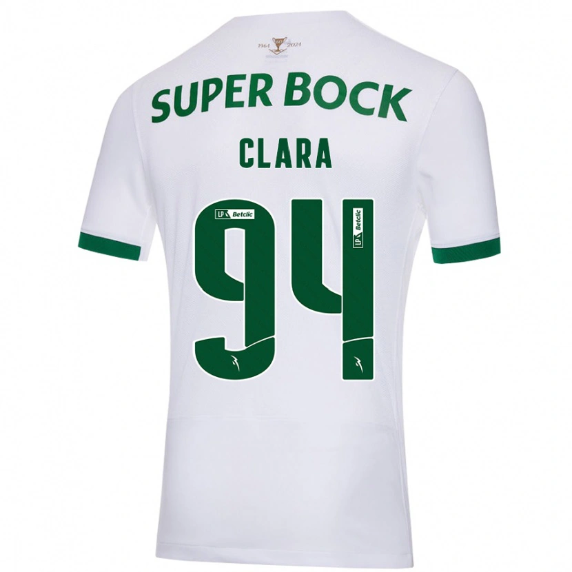Danxen Hombre Camiseta Diogo Clara #94 Blanco Verde 2ª Equipación 2024/25 La Camisa México