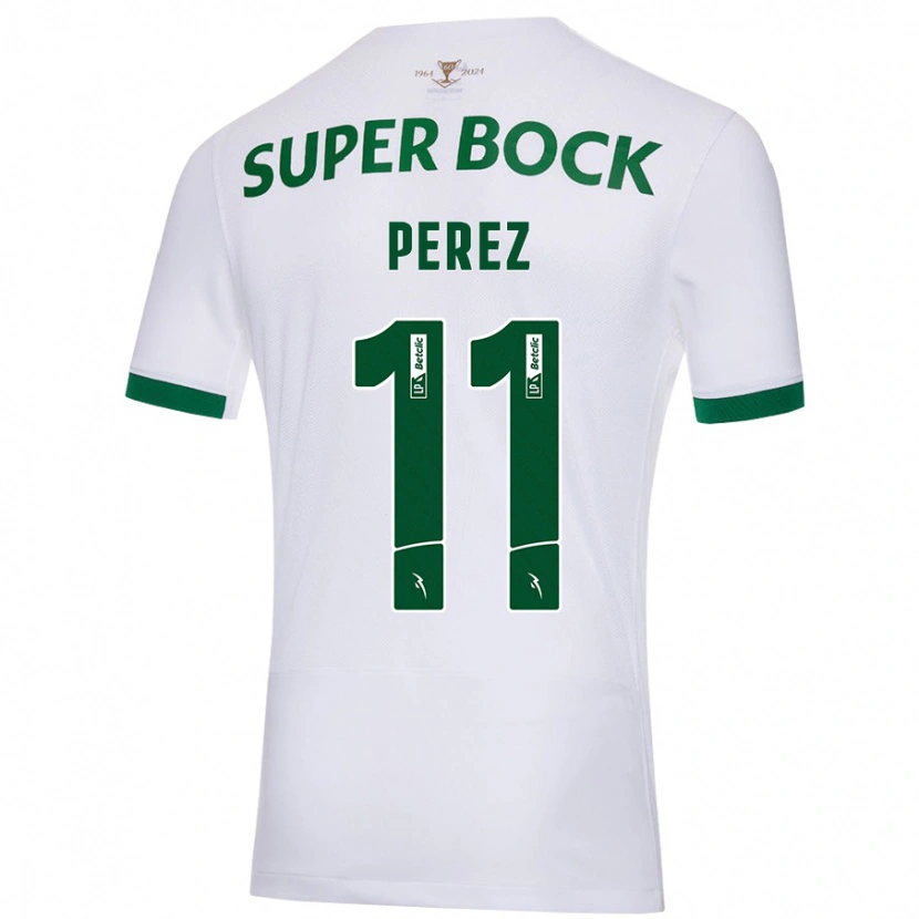Danxen Hombre Camiseta Brenda Pérez #11 Blanco Verde 2ª Equipación 2024/25 La Camisa México