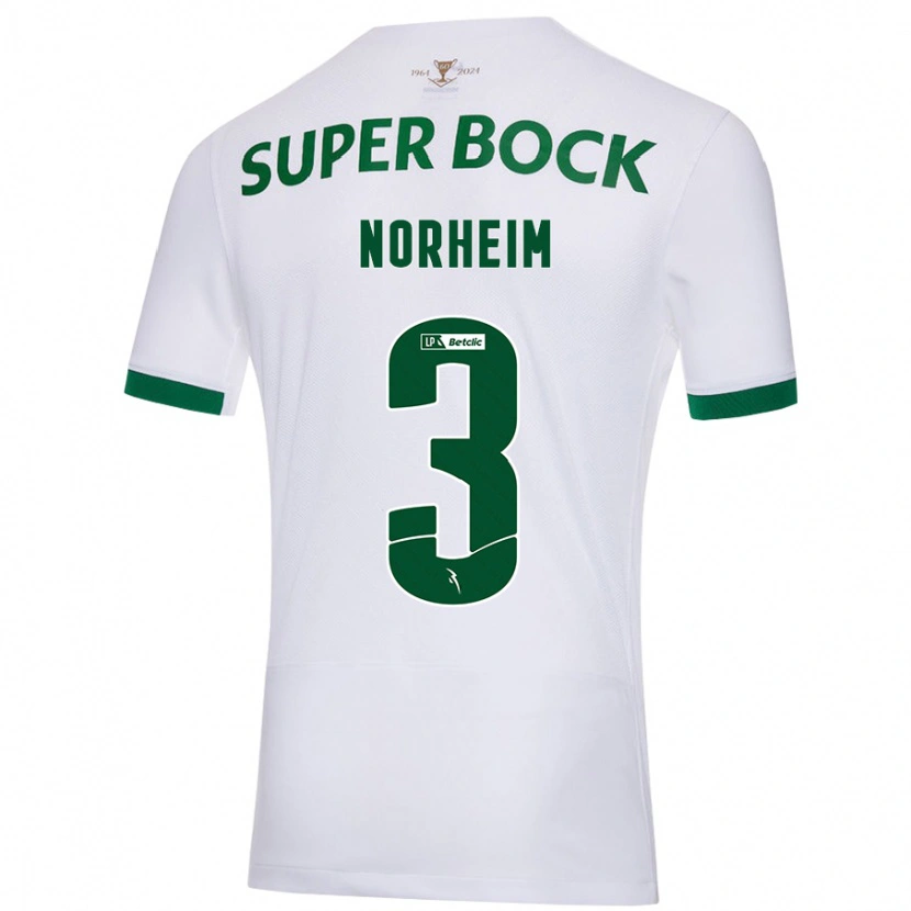 Danxen Hombre Camiseta Andrea Norheim #3 Blanco Verde 2ª Equipación 2024/25 La Camisa México