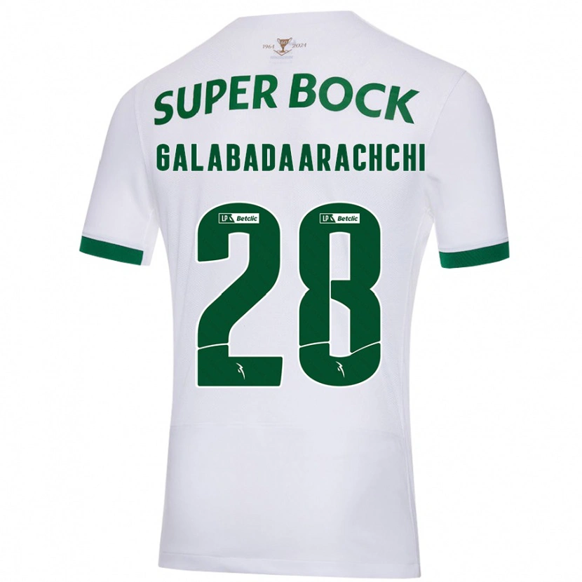 Danxen Hombre Camiseta Jacinta Galabadaarachchi #28 Blanco Verde 2ª Equipación 2024/25 La Camisa México