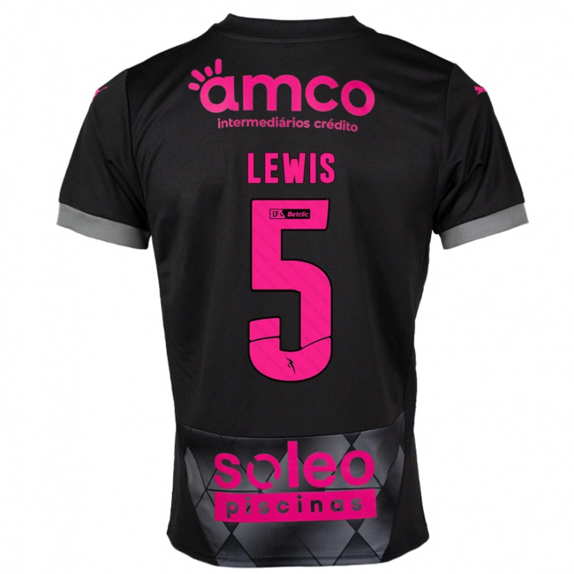 Danxen Hombre Camiseta Leah Lewis #5 Negro Rosa 2ª Equipación 2024/25 La Camisa México