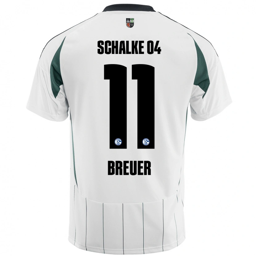 Danxen Hombre Camiseta Simon Breuer #11 Blanco Verde 2ª Equipación 2024/25 La Camisa México