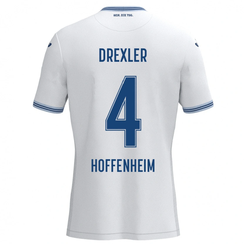 Danxen Hombre Camiseta Tim Drexler #4 Blanco Azul 2ª Equipación 2024/25 La Camisa México