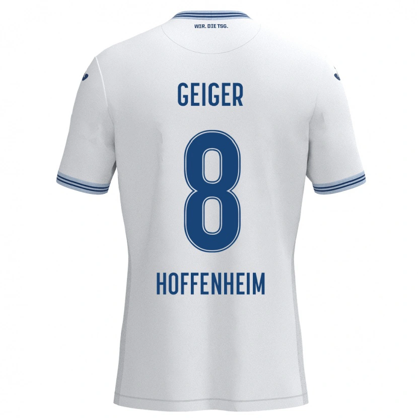 Danxen Hombre Camiseta Dennis Geiger #8 Blanco Azul 2ª Equipación 2024/25 La Camisa México