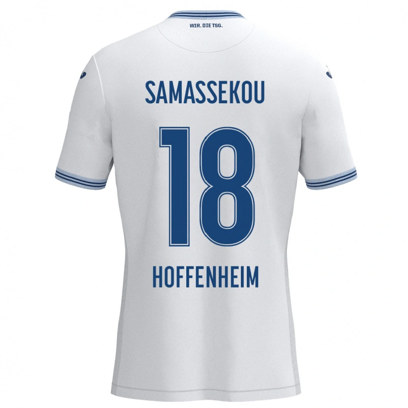 Danxen Hombre Camiseta Diadié Samassékou #18 Blanco Azul 2ª Equipación 2024/25 La Camisa México