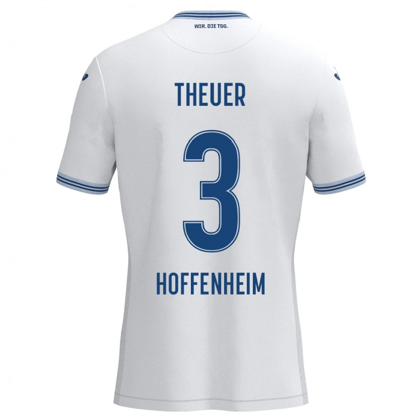 Danxen Hombre Camiseta Maximilian Theuer #3 Blanco Azul 2ª Equipación 2024/25 La Camisa México