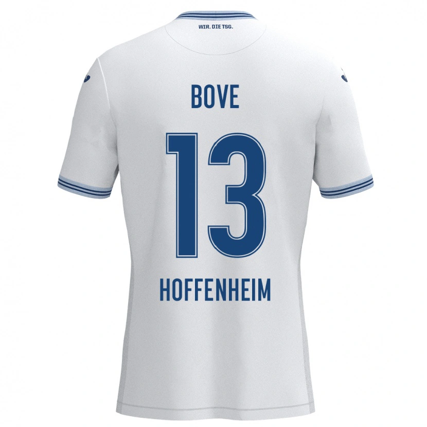 Danxen Hombre Camiseta Nevio Bove #13 Blanco Azul 2ª Equipación 2024/25 La Camisa México