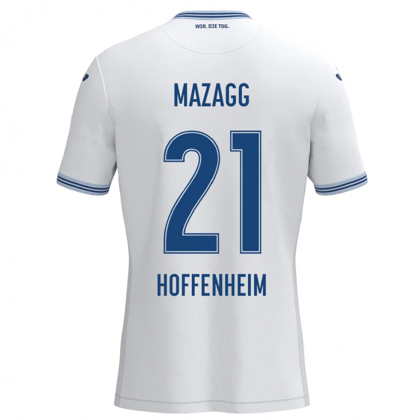 Danxen Hombre Camiseta Lukas Mazagg #21 Blanco Azul 2ª Equipación 2024/25 La Camisa México
