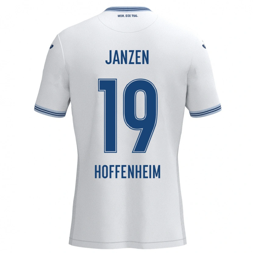 Danxen Hombre Camiseta Mathilde Janzen #19 Blanco Azul 2ª Equipación 2024/25 La Camisa México