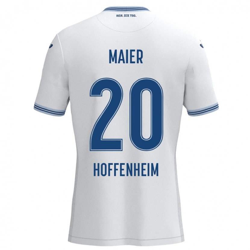 Danxen Hombre Camiseta Leonie Maier #20 Blanco Azul 2ª Equipación 2024/25 La Camisa México