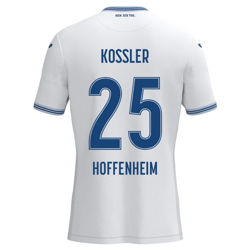 Danxen Hombre Camiseta Melissa Kössler #25 Blanco Azul 2ª Equipación 2024/25 La Camisa México