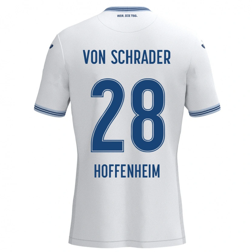 Danxen Hombre Camiseta Lina Von Schrader #28 Blanco Azul 2ª Equipación 2024/25 La Camisa México