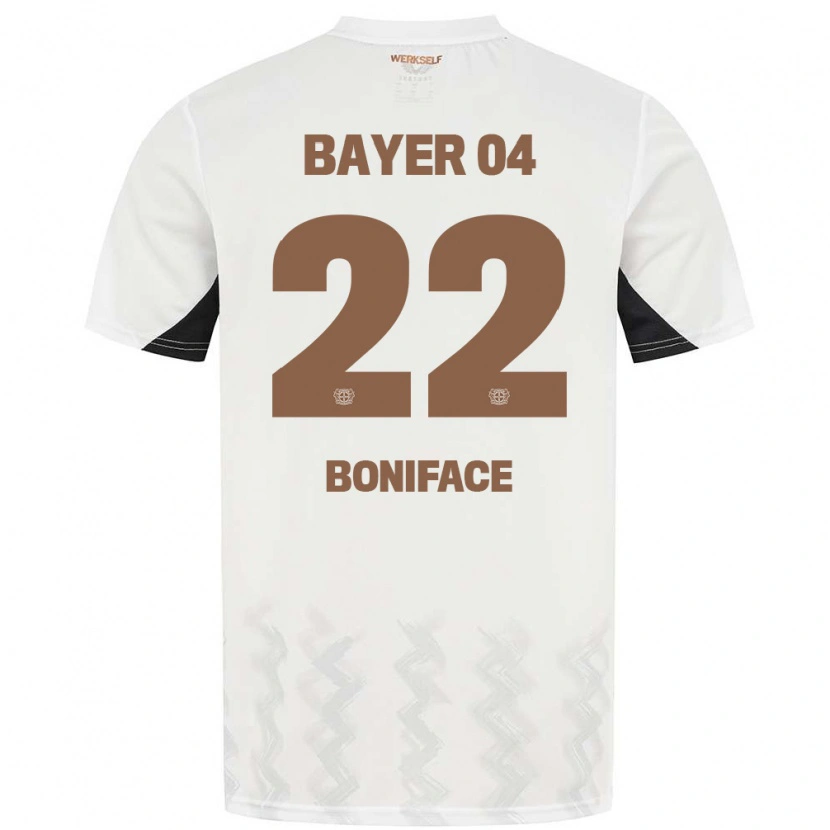 Danxen Hombre Camiseta Victor Boniface #22 Blanco Negro 2ª Equipación 2024/25 La Camisa México