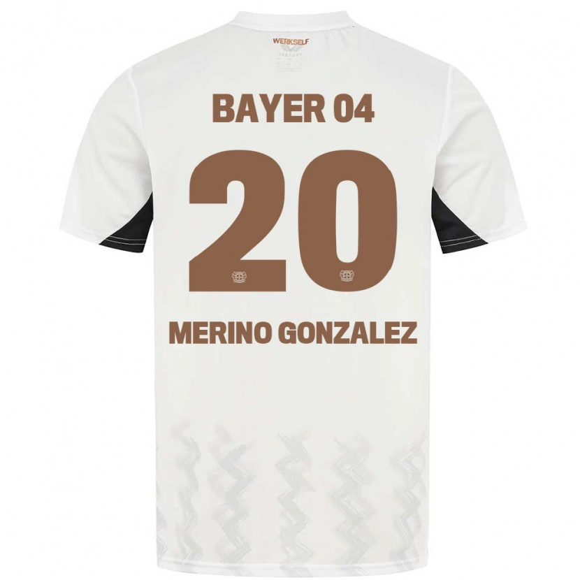 Danxen Hombre Camiseta Estrella Merino Gonzalez #20 Blanco Negro 2ª Equipación 2024/25 La Camisa México