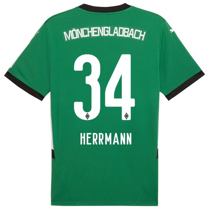 Danxen Hombre Camiseta Charles Herrmann #34 Verde Blanco 2ª Equipación 2024/25 La Camisa México