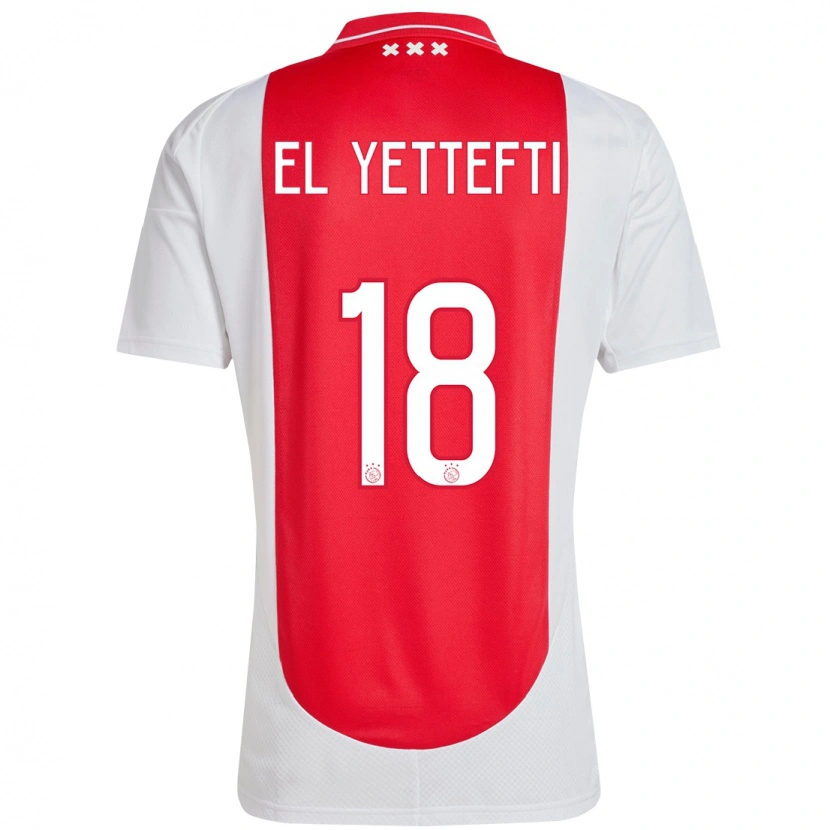 Danxen Mujer Camiseta Adil Amghar El Yettefti #18 Rojo Blanco 1ª Equipación 2024/25 La Camisa México