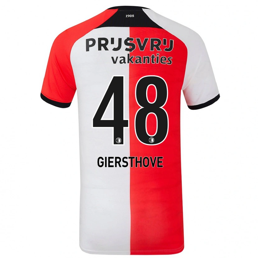Danxen Mujer Camiseta Djomar Giersthove #48 Rojo Blanco 1ª Equipación 2024/25 La Camisa México