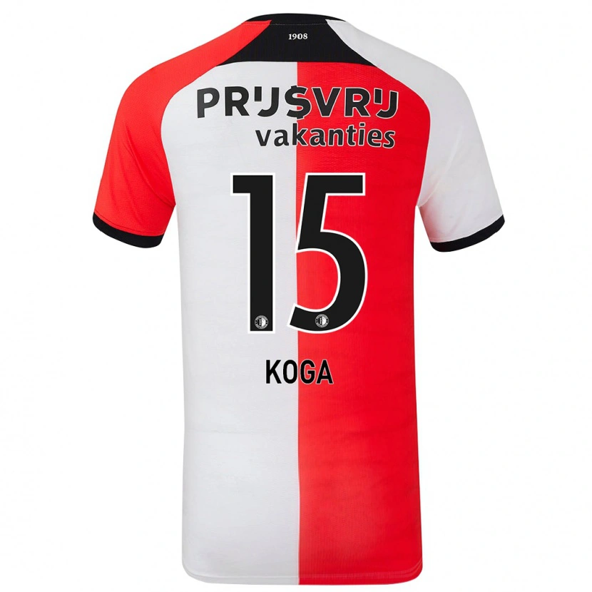 Danxen Mujer Camiseta Tōko Koga #15 Rojo Blanco 1ª Equipación 2024/25 La Camisa México
