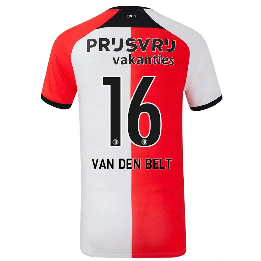 Danxen Mujer Camiseta Thomas Van Den Belt #16 Rojo Blanco 1ª Equipación 2024/25 La Camisa México