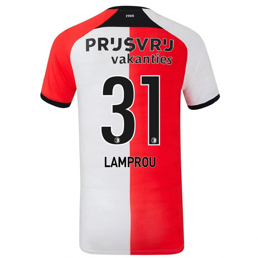 Danxen Mujer Camiseta Kostas Lamprou #31 Rojo Blanco 1ª Equipación 2024/25 La Camisa México