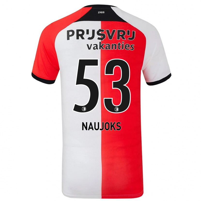 Danxen Mujer Camiseta Noah Naujoks #53 Rojo Blanco 1ª Equipación 2024/25 La Camisa México
