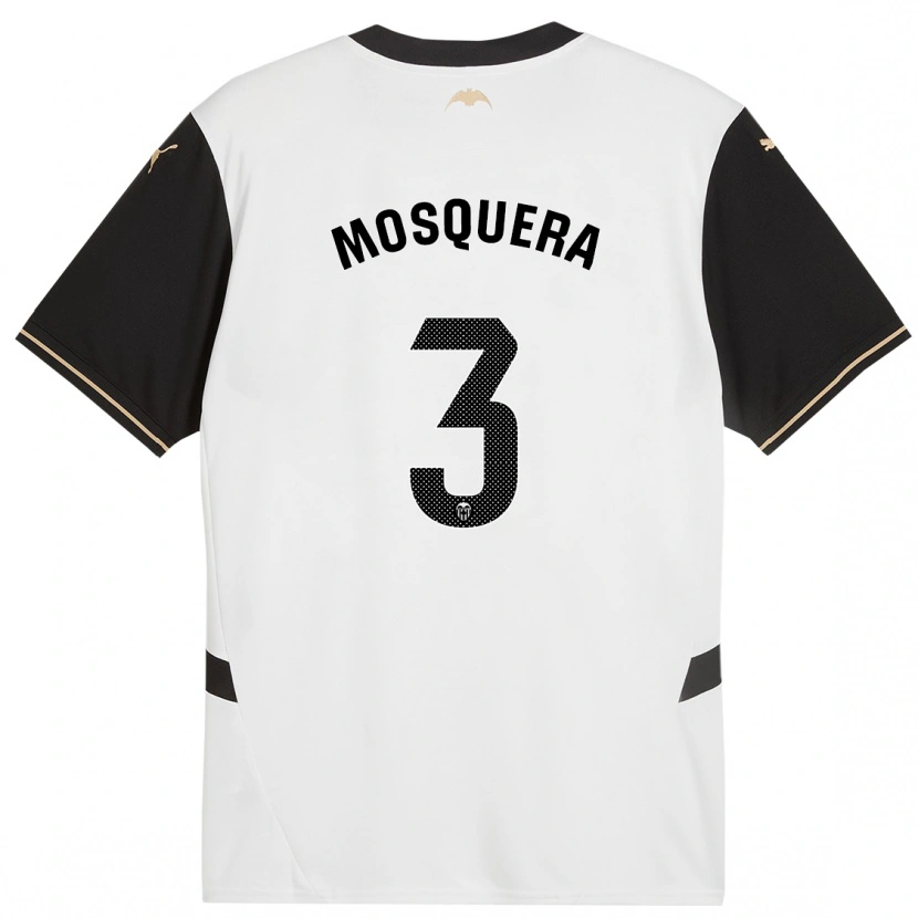 Danxen Mujer Camiseta Cristhian Mosquera #3 Blanco Negro 1ª Equipación 2024/25 La Camisa México